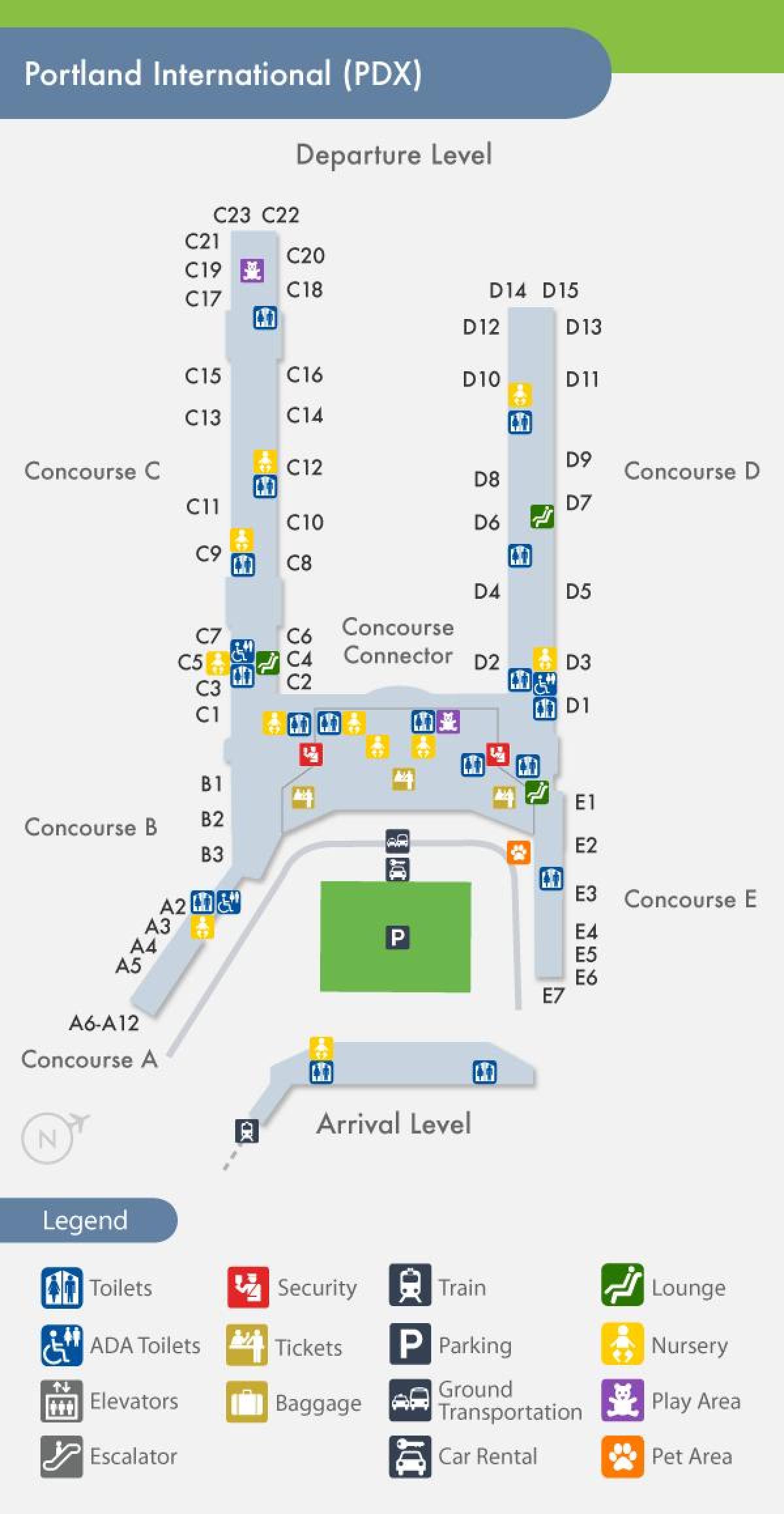PDX карта на аеродром