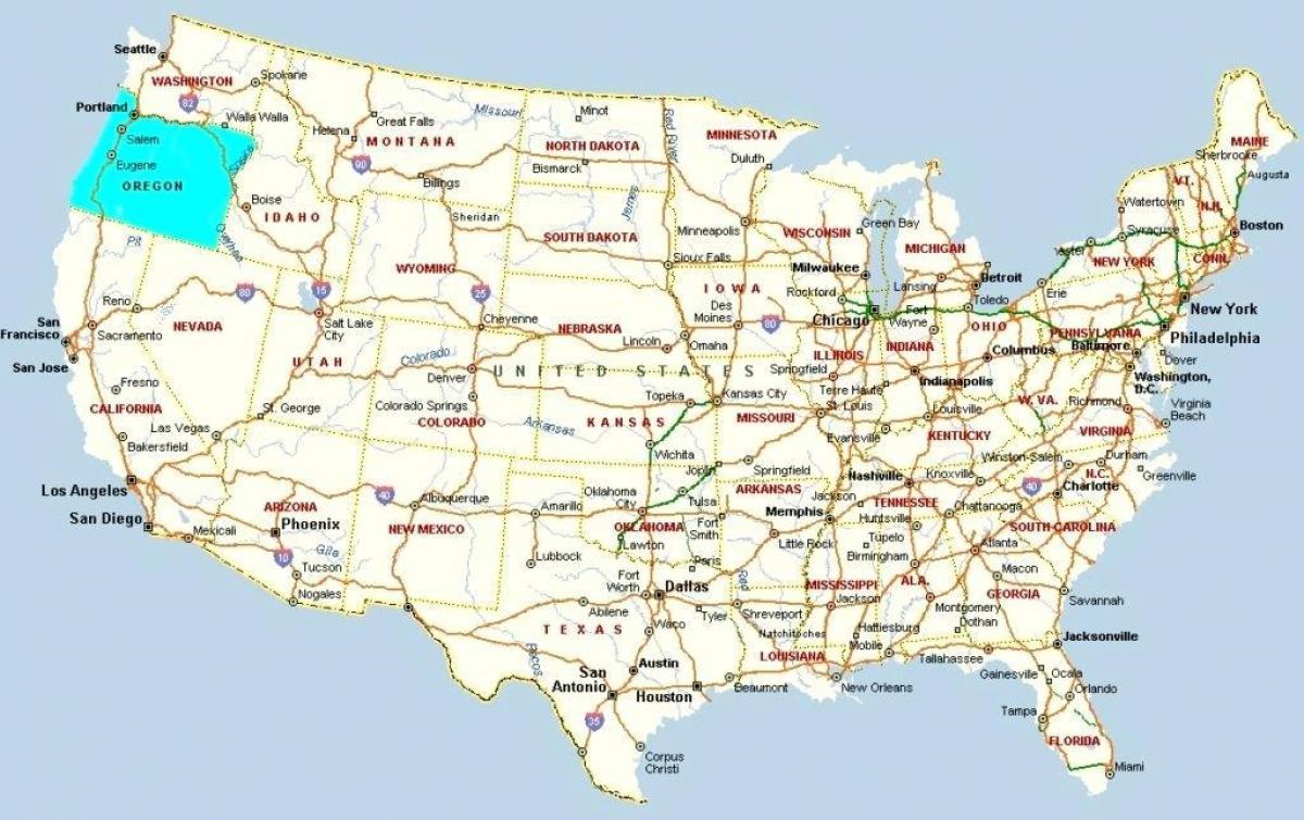 Портланд Орегон на мапата на САД