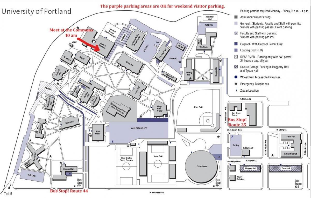 карта на Универзитетот на Портланд