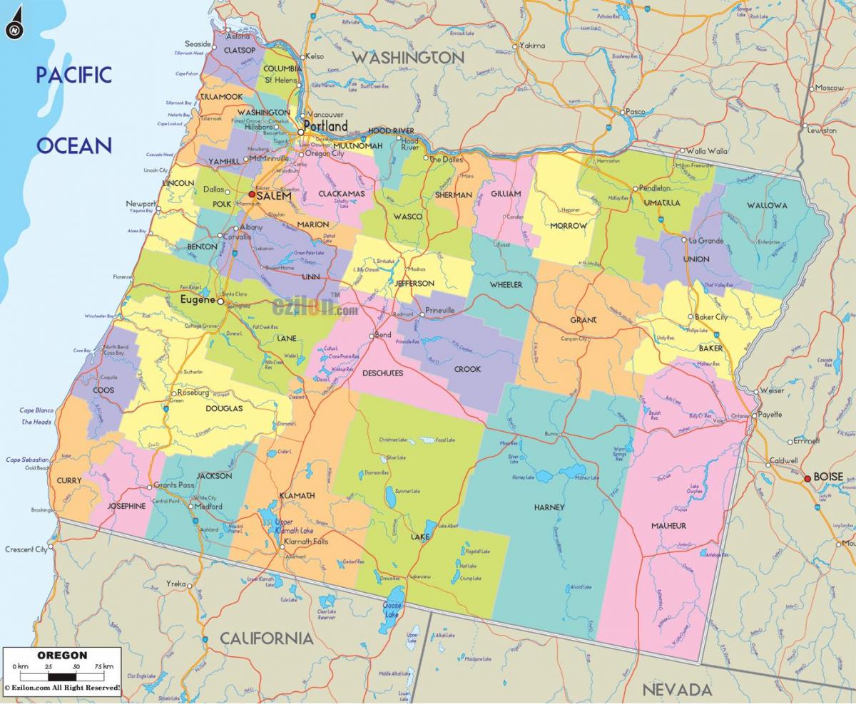 Портланд Орегон каунти мапа