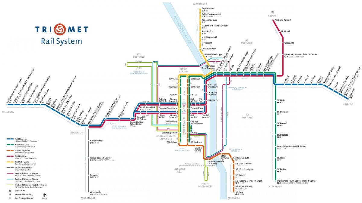 Портланд метрото мапа