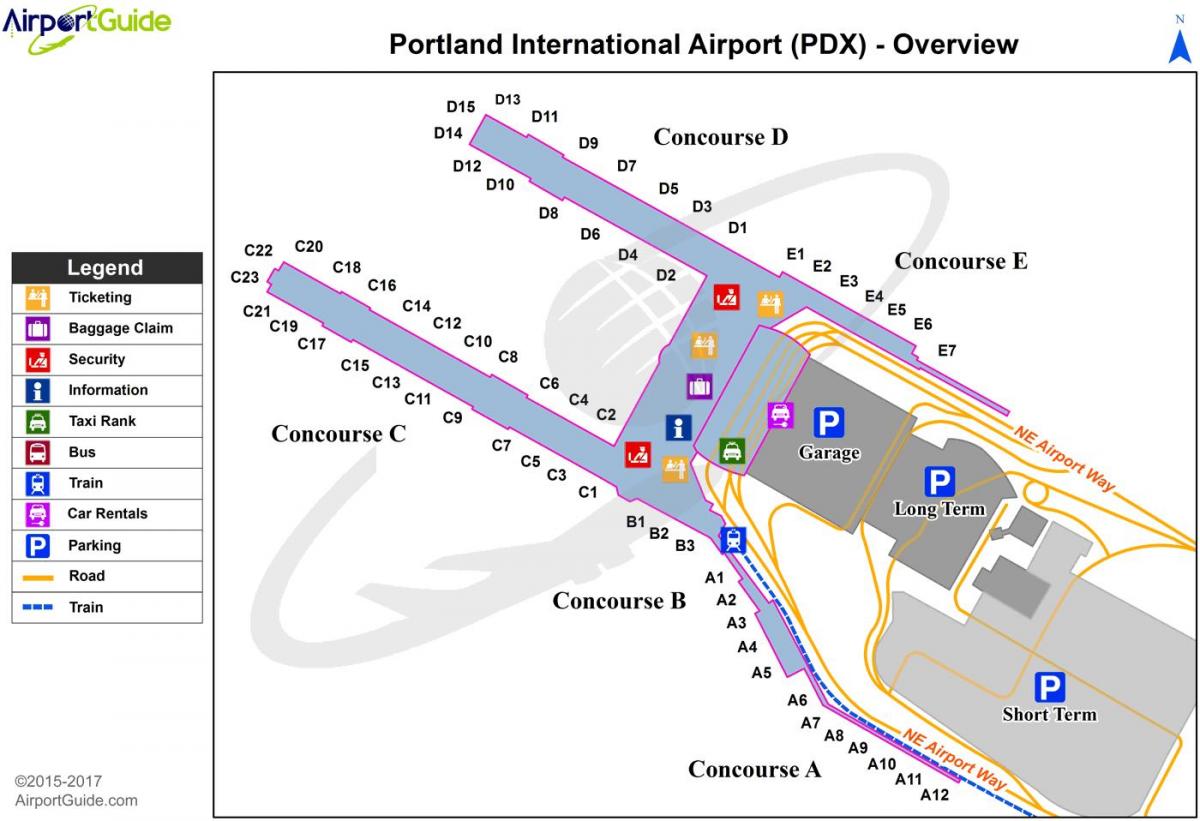 карта на Портланд меѓународниот аеродром