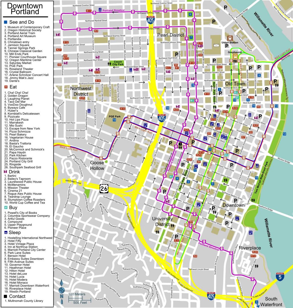 бесплатен паркинг Портланд мапа