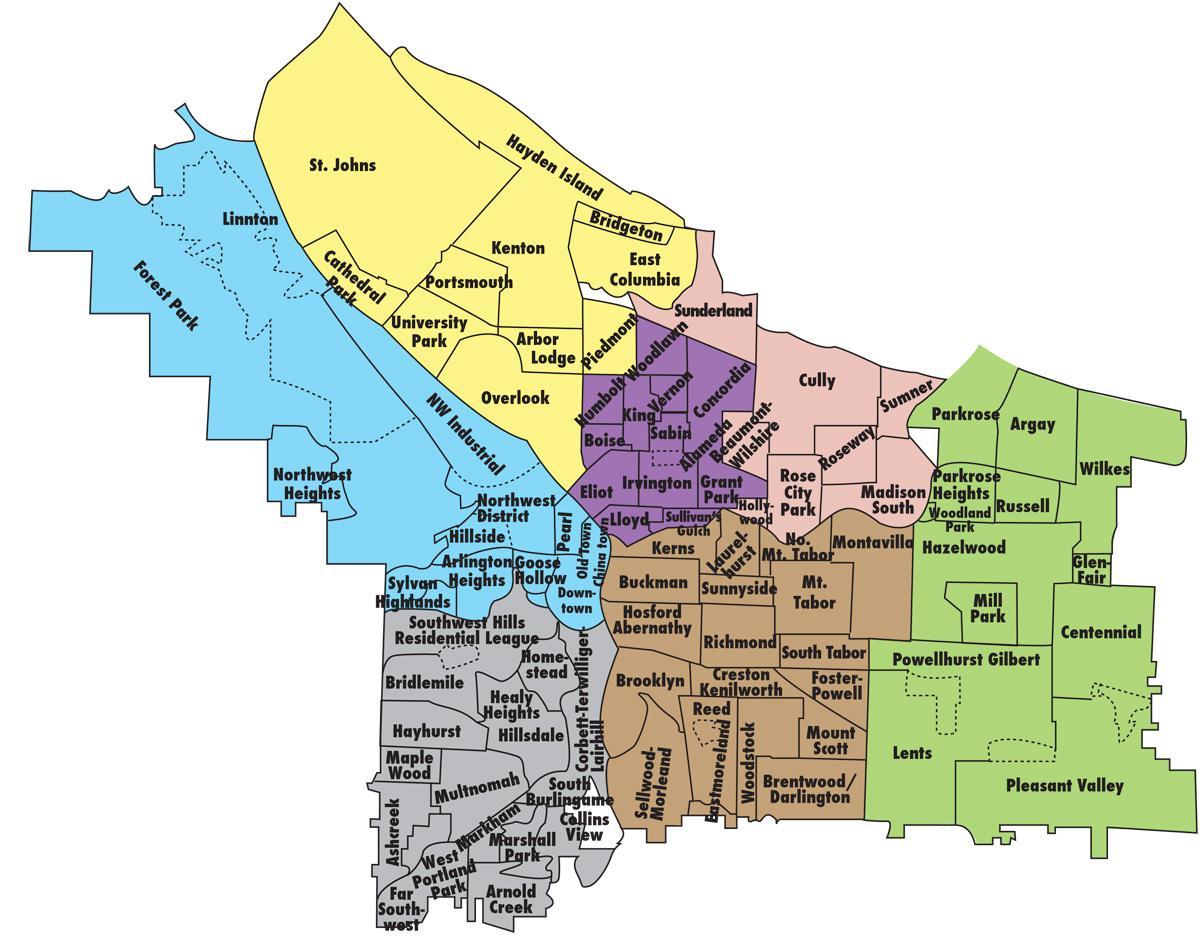 карта на Портланд населби