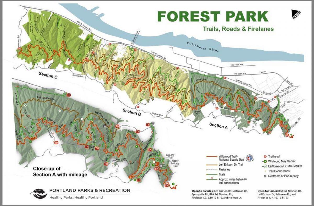 карта на Шумски Парк Портланд Орегон