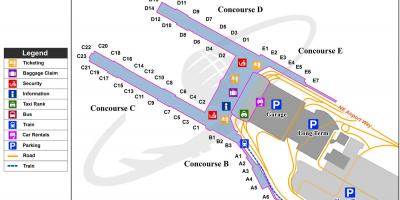 Карта на Портланд меѓународниот аеродром